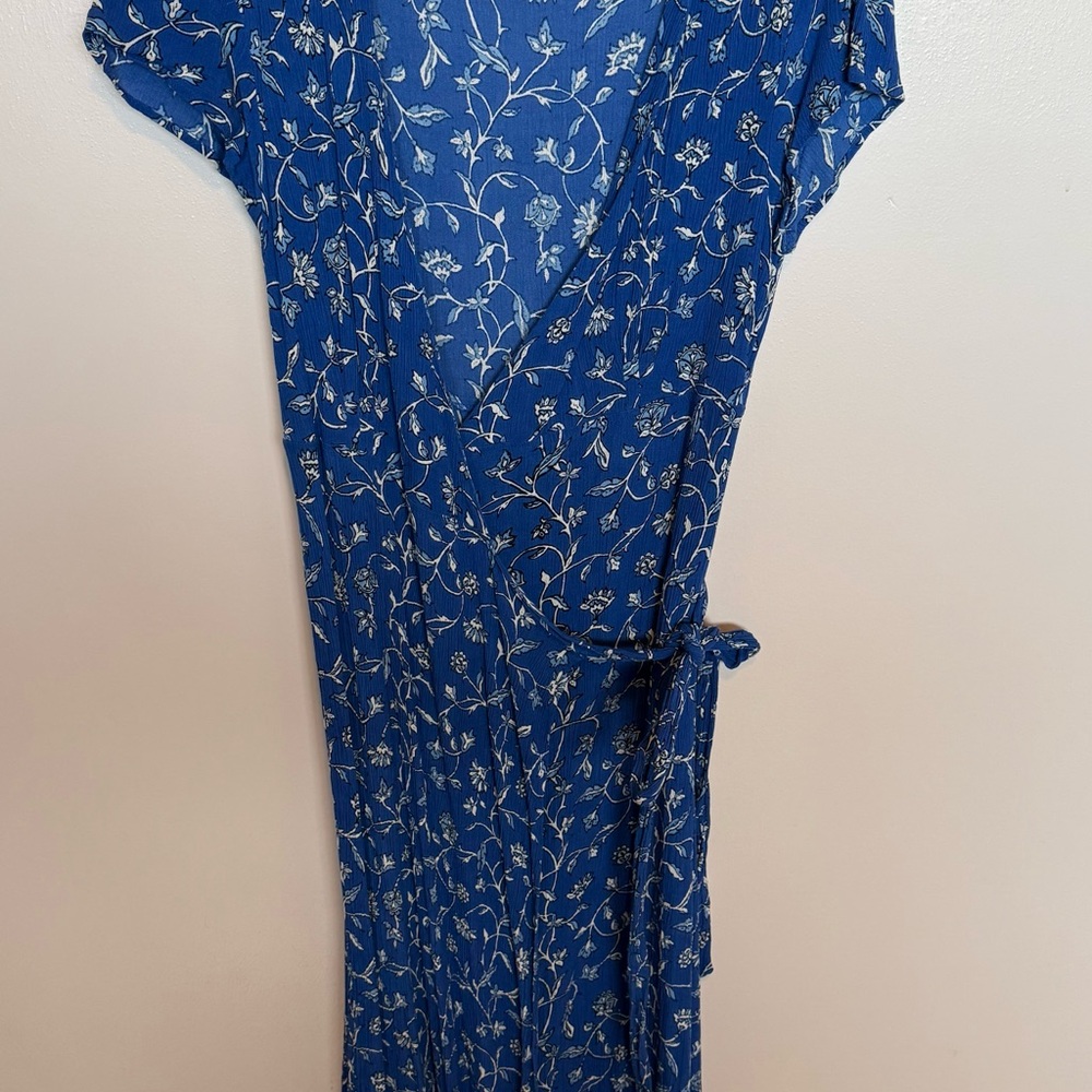Floral Blue Wrap Dress
